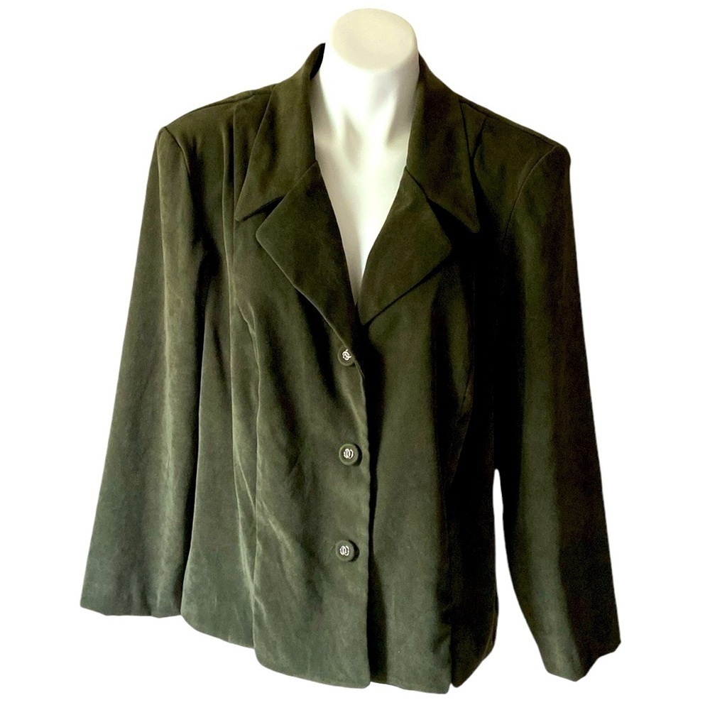 Vintage Cimmaron Plus Olive Green Jacket Fall Business Casual Office Church
